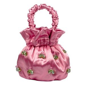 BRAND NEW!!* SURYO Satin “Sula Ruched Handle Dumpling Bag” ~ Blush